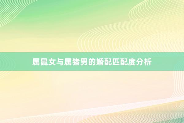 属鼠女与属猪男的婚配匹配度分析